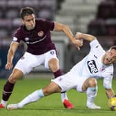 Hearts' Olly Lee and Lewis Vaughan during Tuesday's Betfred Cup match. (Photo by Bill Murray / SNS Group)