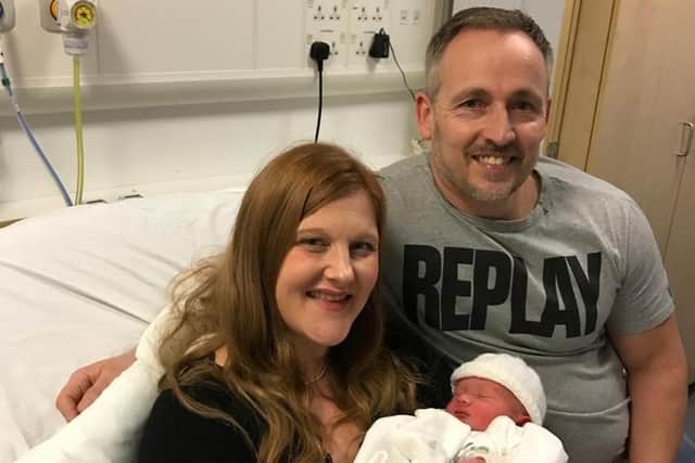 Parents Debbie and Colin welcomed a baby boy into the world on Christmas Day. NHS Fife on Facebook.
