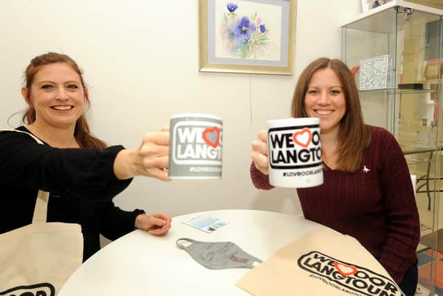 Heather Stuart, CEO Fife Cultural Trust and Lauren Parry from Greener Kirkcaldy with the new 'Love Oor Lang Toun' merchandising. Pic: Fife Photo Agency.