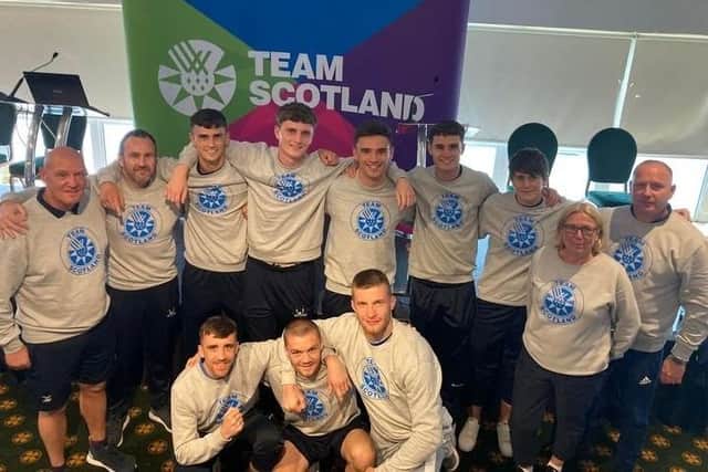Mike Kean (left) with Team Scotland