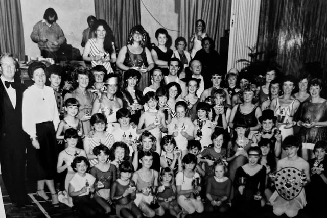 Prizewinners from the Janet Malcolm School of Dancing at their annual competition held at Glenwood High School in Glenrothes in the early 1980s.