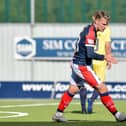 Ethan Ross in action for Falkirk against Queen of the South (Photo: Michael Gillen)