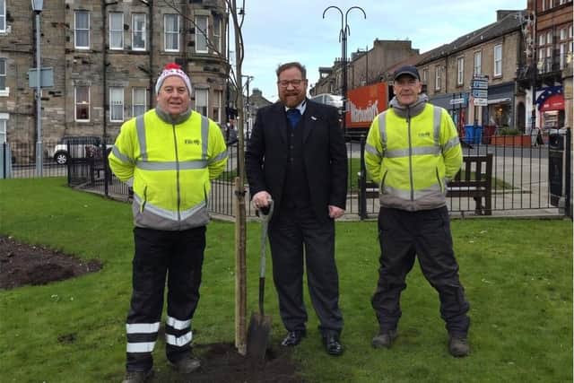 Pictured from left are: Derek Davidson, Fife Council, Darren Rankin and Gary Davidson, Fife Council at the entrance to the Links in Burntisland.