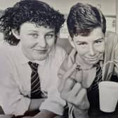 Winners of Auchmuty High school’s great egg race staged in 1988. From left are fourth-year pupils Nicola Braid, Michael Peters and Mark Downie. Picture by David Cruickshanks, staff photographer, Glenrothes Gazette.