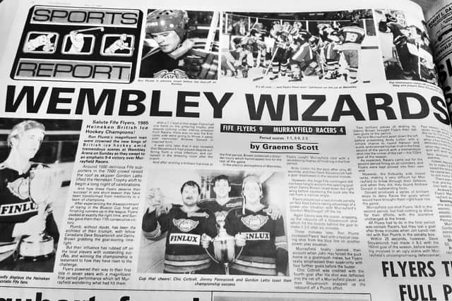 Fife Free Press - 1985 back page celebrating Fife Flyers' British championship crown at Wembley.