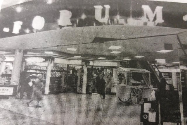 The Forum was a hugely busy market place which drew people to the Mercat Shopping Centre in Kirkcaldy - and gave businesses a places to start up. It also had a smashing cafe on the upper floor with views across the Forth.This photo dates from 1994. Today it is the base for TKMaxx.