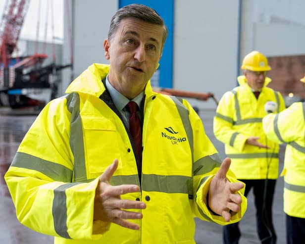 Scottish Secretary Douglas Alexander speaks to the media during a visit to Navantia UK's Methil yard in Fife | Pic Jane Barlow/PA