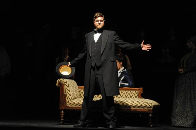 Joe Whiteman as his great-great-great grandfather Andrew Carnegie in Carnegie - The Star Spangled Scotchman.Pic: David Wardle
