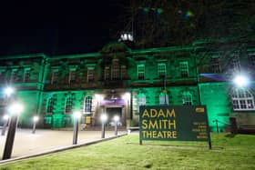 The Adam Smith Theatre in Kirkcaldy lit up in green for the Samaritans (Pic: Submitted)