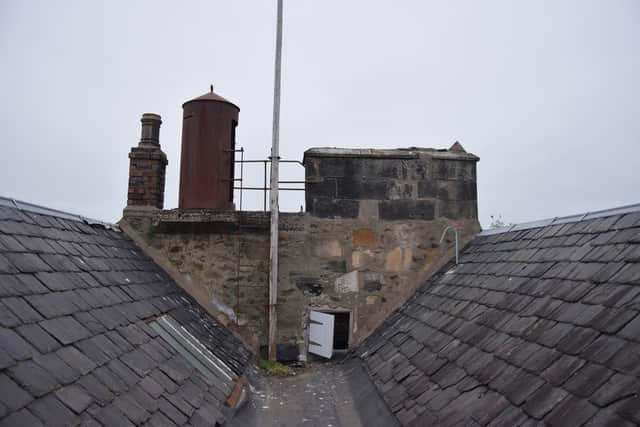 The WWII fire watch tower on the roof of the former Peter Greig linen factory in Kirkcaldy is to be preserved as the building is demolished (Pic: Fife Council)