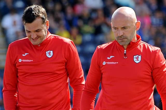 Ian Murray (left) and his Raith assistant Colin Cameron pictured during Rovers' 3-2 home win over Greenock Morton on their last league outing on August 12 (Pic by Fife Photo Agency)