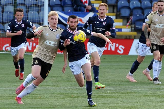 Goal-scorer Sam Stanton in action for Raith Rovers during their 3-0 home win against Cove Rangers on Saturday (Pic: Fife Photo Agency)