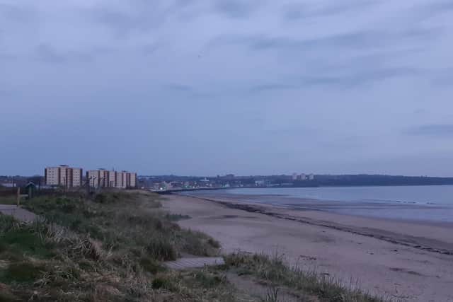 Looking across Kirkcaldy waterfront from Seafield beach