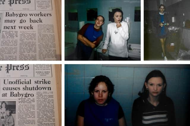 Staff photos from Babygro and press coverage of a 1972 strike