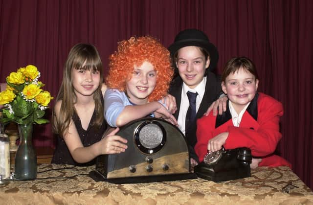 Children from Kirkcaldy’s Templehall area took to the stage in 2001. The Templehollywood Drama Group comprising eight to 16-year-olds performed their production of the popular musical ‘Annie’ at the local Community Centre and was proving so popular that a waiting list for eager children was required. Pictured from l to r are; Sarah Curtis (10), Kayleigh Good (11), Mandy Longhurst (11) and Stephanie Stevens (11).