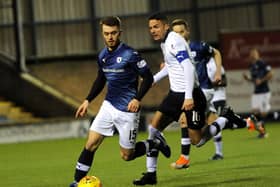Brad Spencer in action during the recent 1-1 draw with Falkirk at Stark's Park. Pic: Walter Neilson