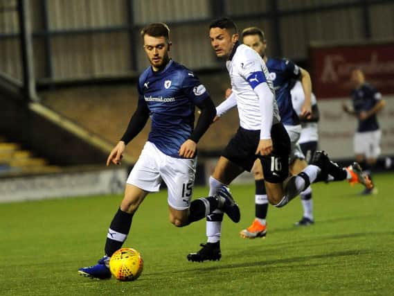Brad Spencer in action during the recent 1-1 draw with Falkirk at Stark's Park. Pic: Walter Neilson