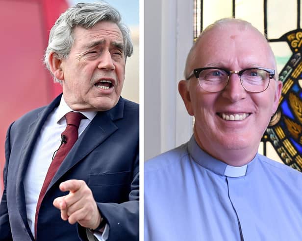 Gordon Brown (Pic: Jeff J Mitchell/Getty Images) and Very Rev Dr Martin Fair