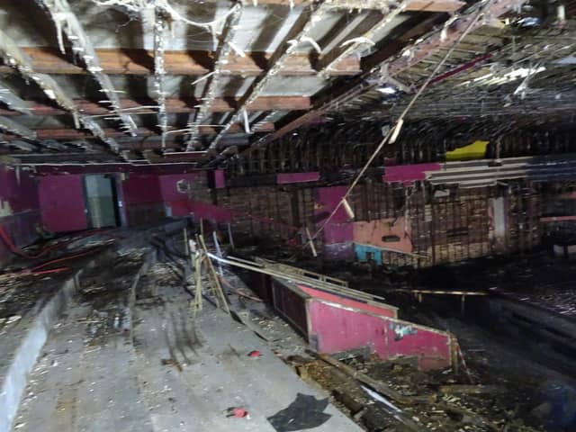 A look down across the main cinema which is now a shell of its former glory. All the seats have been removed, which only shows the sheer size of the room - and how it could have bene an amazing live venue.