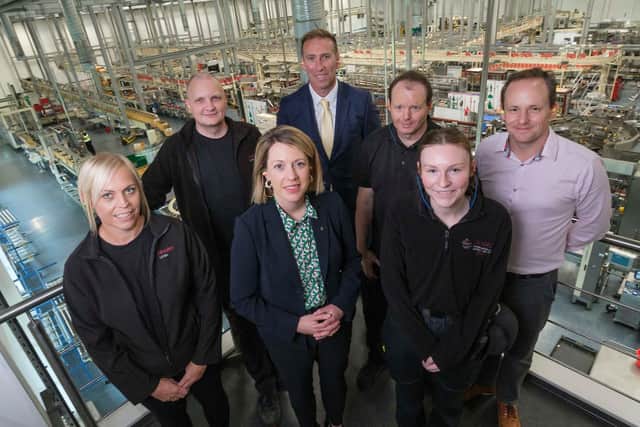 Jenny Gilruth at Diageo's bottling plant in Leven (Pic:  Mike Wilkinson)