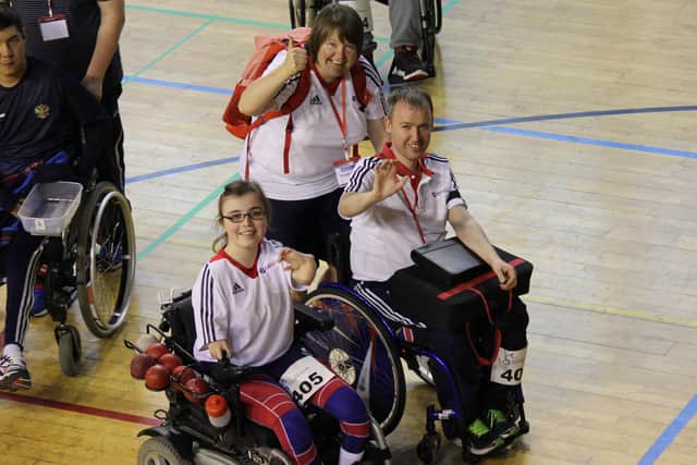 Claire Morrison with young boccia para athletes