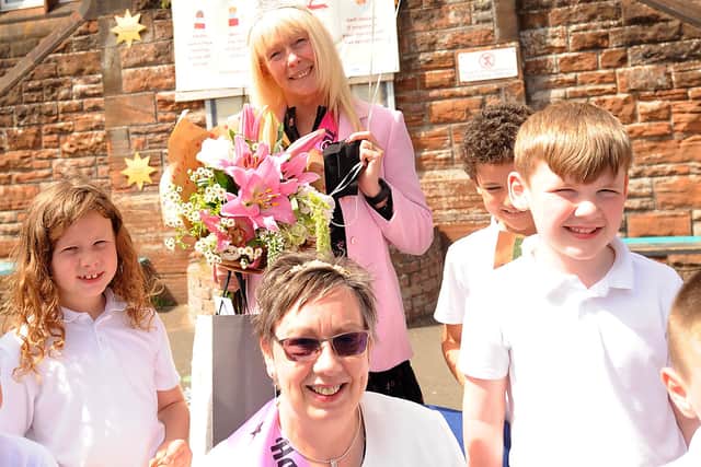 Miss Brodie and Mrs Hatch with some of Miss Brodie's pupils. Pic: Fife Photo Agency.