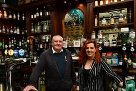 Andrew McGonigal and Hannah Murphy behind the bar of Betty Nicol's (Pic: Fife Photo Agency)