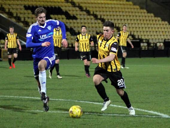 Kevin O'Hara gets ready to pull the trigger and put East Fife two goals up. Picture by Jim Corstorphine.