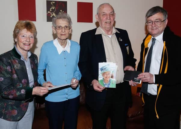 Archie and Mary Herd, centre, with Cllr David Alexander, right, and Fife's Depute Lord Lieutenant, Liz Childs (picture by Andrew Beveridge)