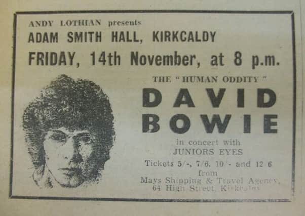 Advert in the Fife Free Press for David Bowie's Kirkcaldy gig in 1969