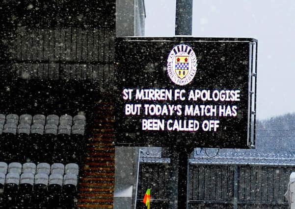 Paisley -
St Mirren v Raith Rovers - Match postponed due to bad weather - 
credit - fife photo agency -