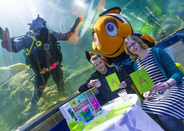 Celebrity Chef Eadie Duncan and Maggies Centres Louise Duncan launching their new fund raising drive at Deep Sea World in North Queensferry
