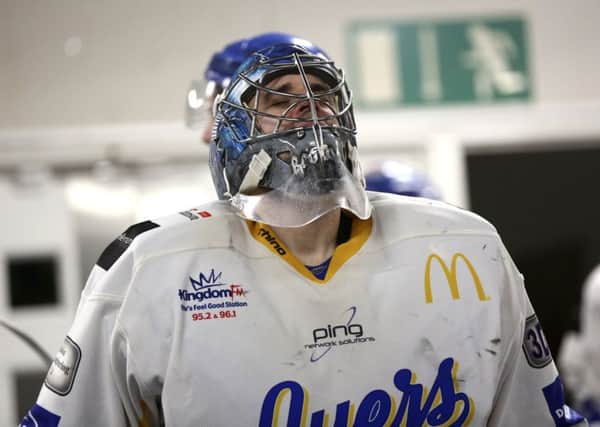David Brown gets in the zone before Fife Flyers match at Braehead Clan last Sunday. Pic: Steve Gunn