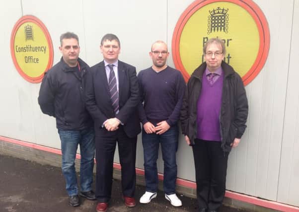 Peter Grant MP with PCS Union officers Alan Hamilton, Gary Stein and Jimmy Nicol.