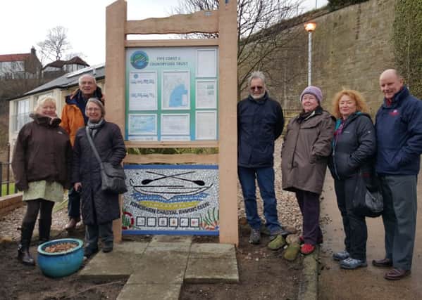 Kinghorn Coastal Rowing Club mosaic forms part of the information board on the Fife Coastal Path