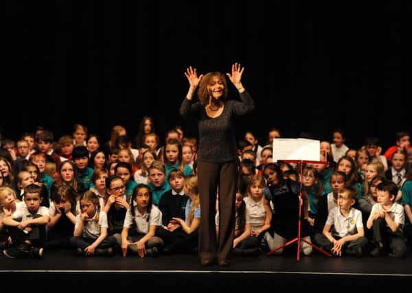 Six hundred pupils filled the Lochgelly Theatre to be led by Lin Marsh in vocal warm ups and a performance of  Believe. Pictures by Fife Photo Agency.