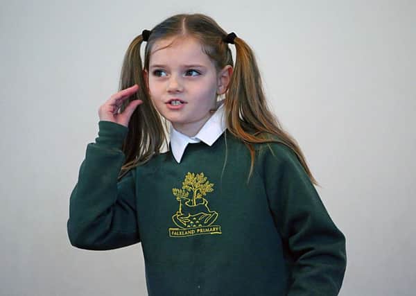 Tiegan Dunbar, of Falkland Primary School, was runner-up in the P3/4/5 verse competition.