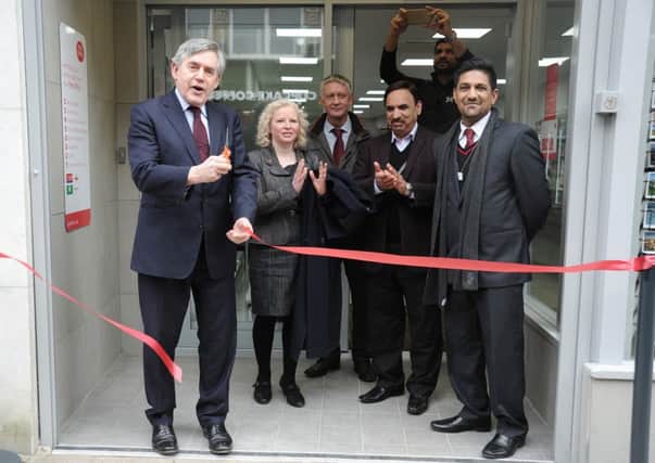 The new Post Office on the High Street in Kirkcaldy Gordon Brown is opens the new branch.