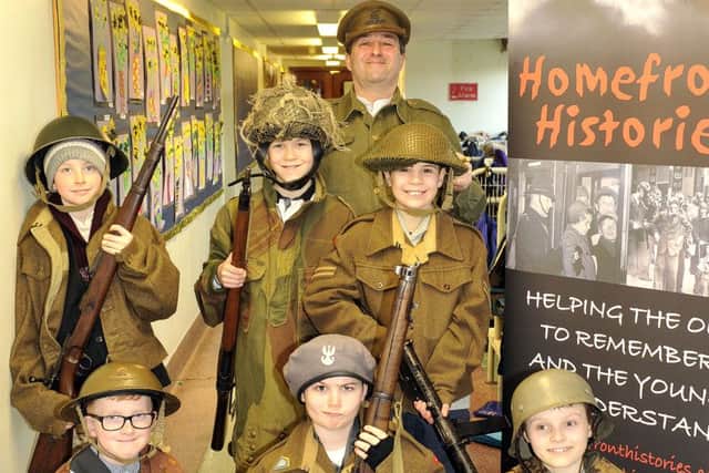 Photo Emma Mitchell 16.2.16
St Matthews Primary, Bishopbriggs
P7 kids re-enacting World War 2 for history prodject. Kids with Dean Bowen from Homefront Histories.
