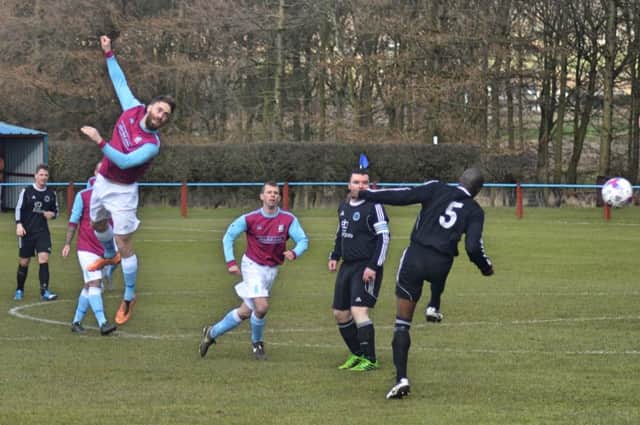 Gavin Gray winning a high ball for Kennoway during the weekend's 2-2 draw.