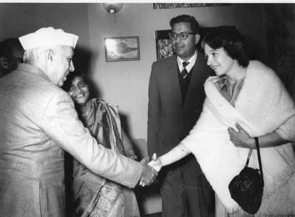 Juliet O'Connor (1942-2016)  in 1972, just married and just arrived to live in India and meeting the then Prime Minister of India, Jawaharlal Nehru.