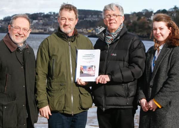 From left to right: Councillor Tim Brett, Rick Dunkerley and Andy Gilles (emergency plan coordinators) , Emma Palmer (emergency resilience officer)