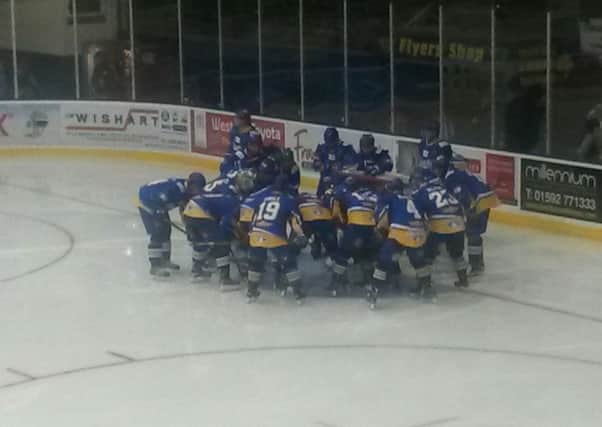 Fife Flyers pre-game team huddle, March 2016