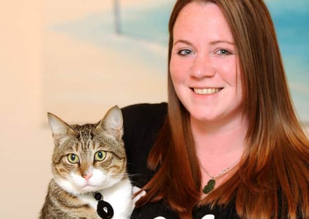 Ailsa Rolland with Ziggy, who went missing for three weeks. Picture by Fife Photo Agency.