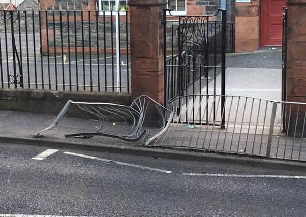 A BMW crashed into the railings outside Dysart Primary School just last weekend