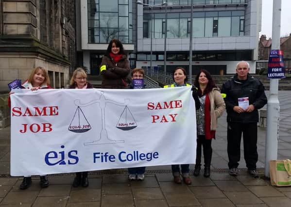 Fife College lecturers on the first day of their strike over fair pay