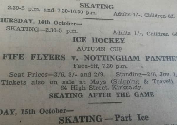 Fife Free Press archive - report of 1954 first ever meeting between Fife Flyers & Nottingham Panthers