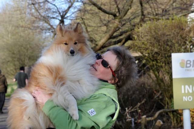 Denise Wallace at Gilvernbank Park with her pet dog - she is calling for a designated area for dog walkers in the park.