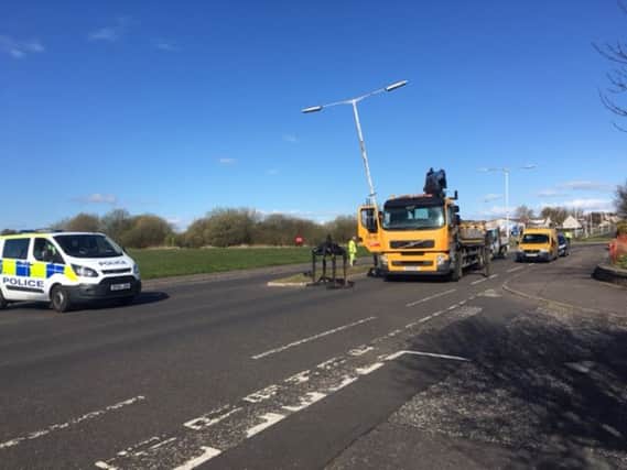 Car struck lamppost on Sea Road, Methil, around 7.50am on April 27. Picture by John O'Brien