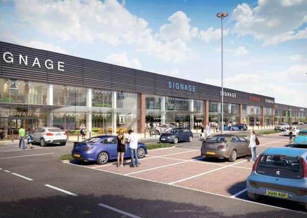 Artist impression of new shopping units at former Homebase site at Fife Central Retail Park